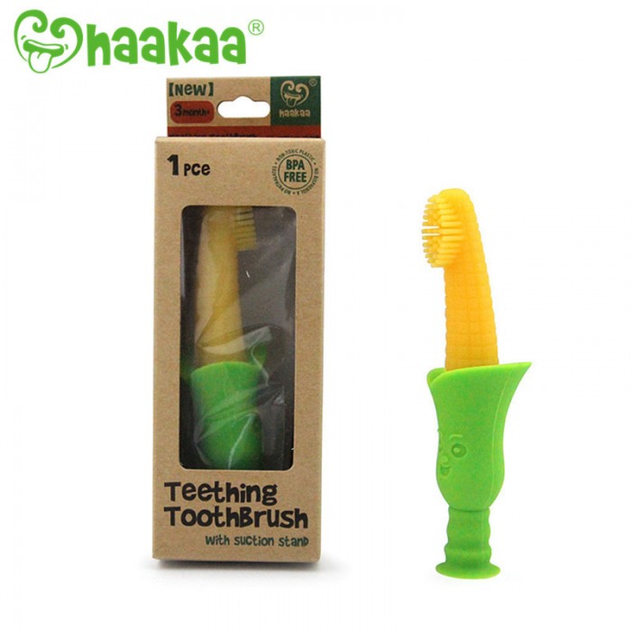 Haakaa - Silicone Teething Toothbrush with Suction Stand