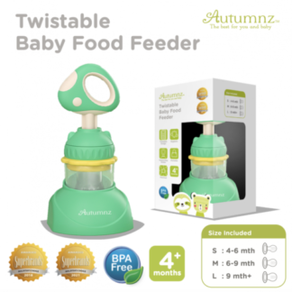 Autumnz Twistable Baby Food Feeder With Holder (Mushroom Green) *comes with 3 Silicone Sacs S, M & L*